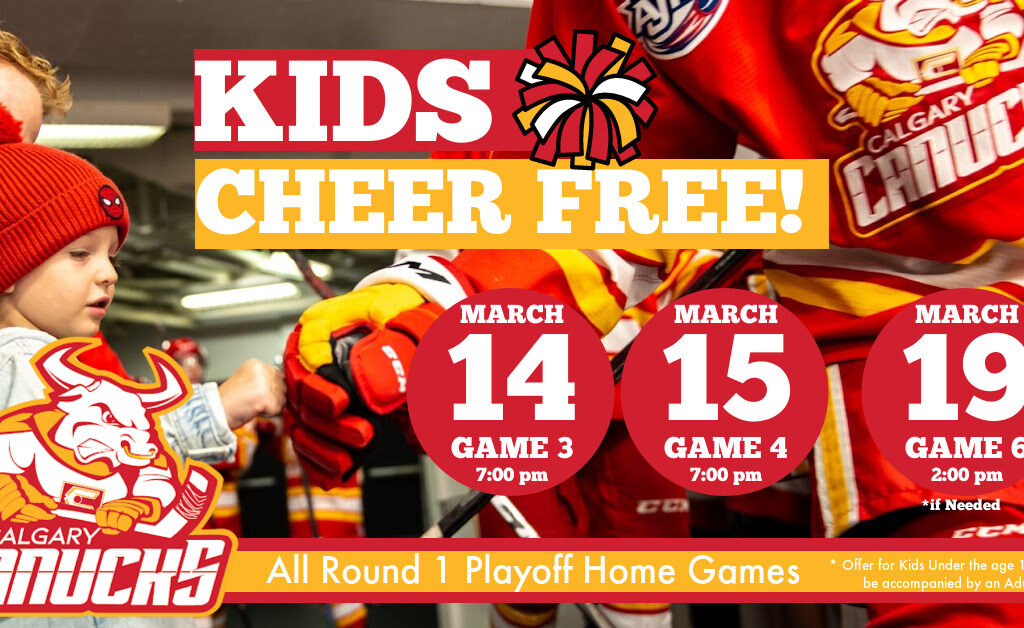 Announcing Kids Cheer Free for Round 1 Playoffs 2023! Offer for any Kid under the age of 12, must be accompanied by an Adult.