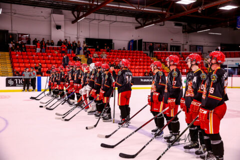 Calgary Canucks wear limited edition jerseys created in partnership with Siksika Nation for their Truth & Reconciliation AJHL Showcase Game against Drayton Valley